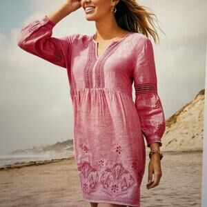 Tommy Bahama St Lucia Split Neck Dress Coral Coast Size XS Oversized